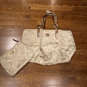 Medium sized gold coach packable tote